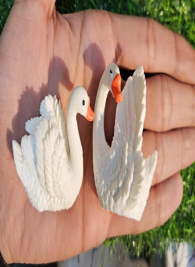 ARUNA DECOR Miniature Swan Mini Figurines Miniature Garden Decor Fairy Garden Set of 2 (White Swan) - Image 2